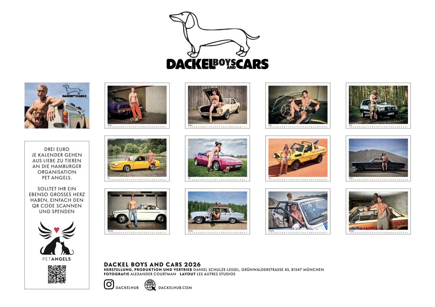 Dackel Boys and Cars Kalender 2026