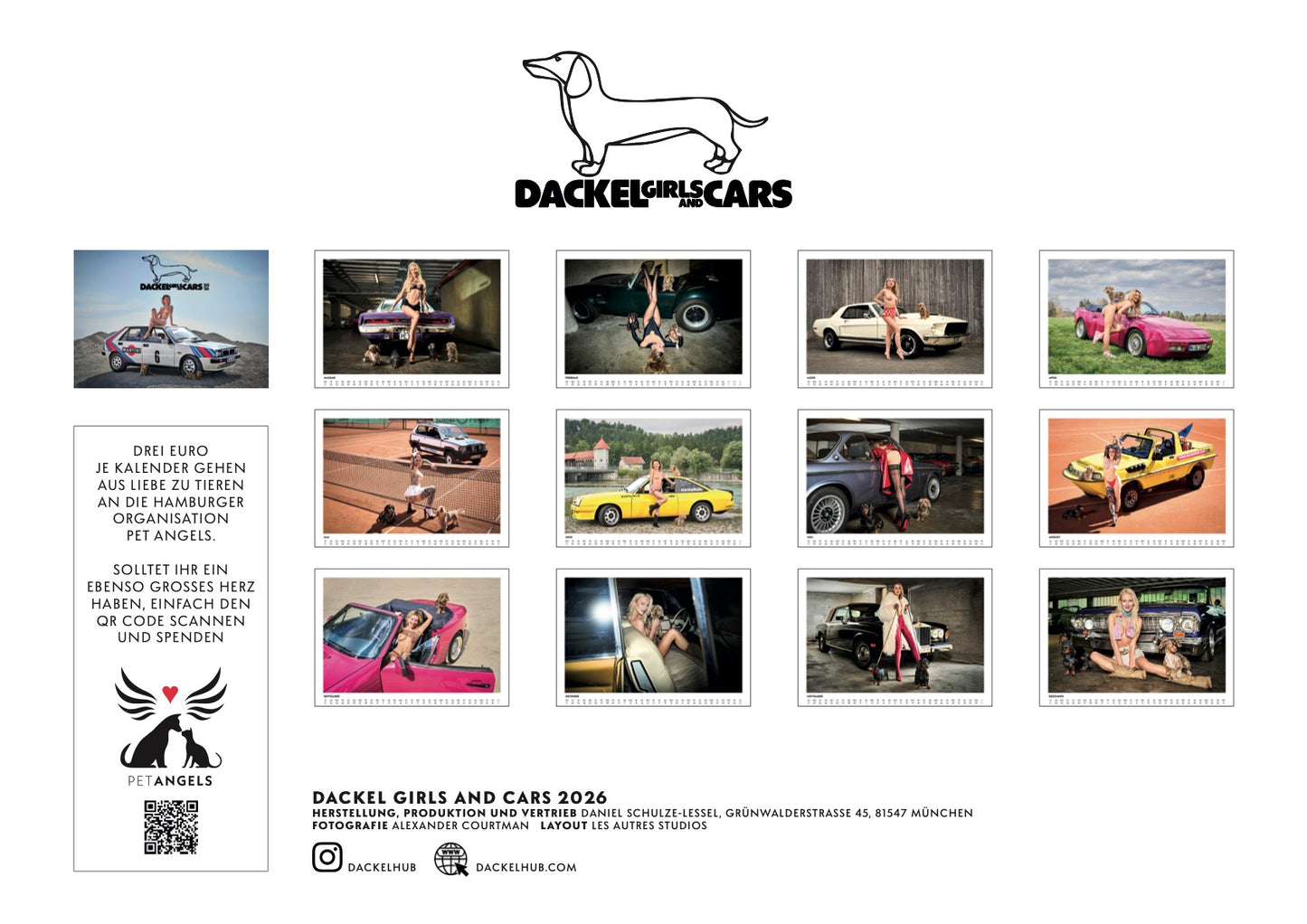 Dackel Girls and Cars Kalender 2026