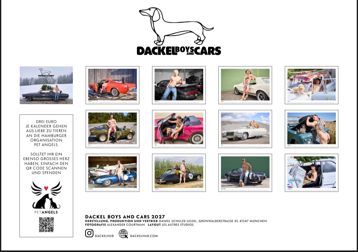 Dackel Boys and Cars Kalender 2027