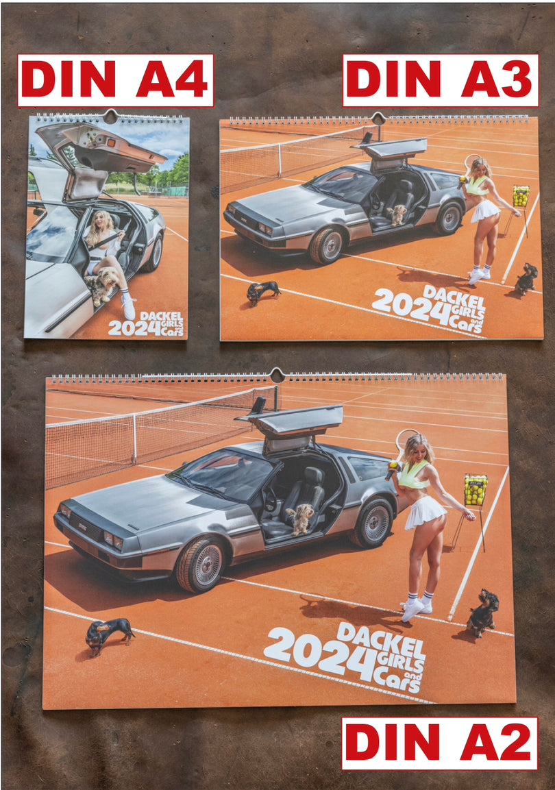 Dackel Girls and Cars Kalender 2024