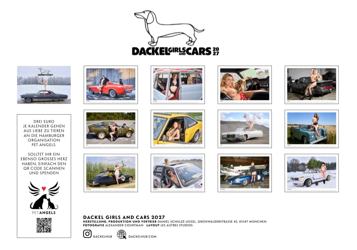 Dackel Girls and Cars Kalender 2027