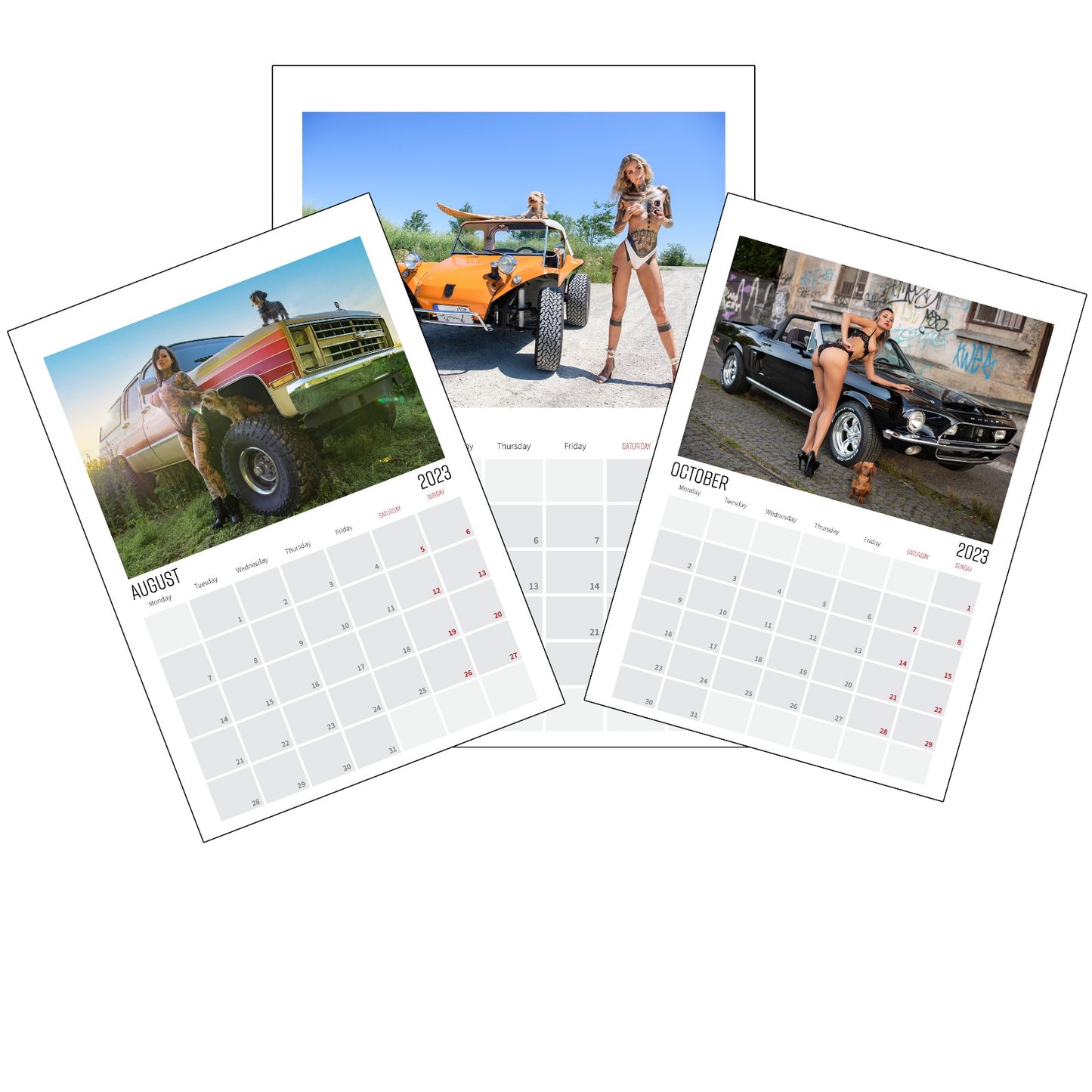 Dackel Girls and Cars Kalender 2023 in A4