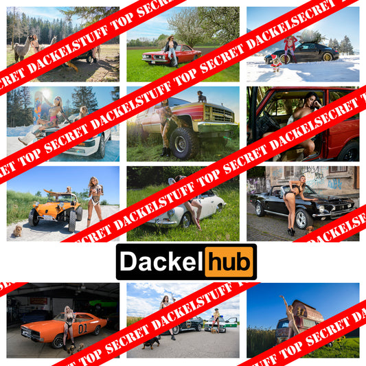 Dackel Girls and Cars Kalender 2023 in A2
